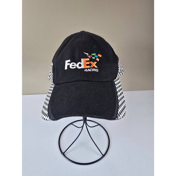 FedEx Racing Hat Black with Checkered Sides